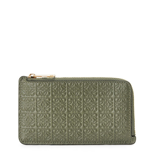 LOEWE/罗意威 20  女士鳄梨绿徽标压花真丝小牛皮拉链卡包0010623551