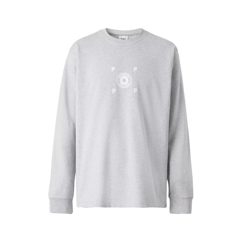 BURBERRY/博柏利 22年秋冬新款 Pop Trading Company联名系列 男士浅麻灰色纯棉徽标图案长袖T恤上衣80548561