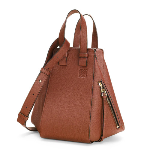 LOEWE/罗意威  Hammock系列 女士小号铁锈色卵石纹小牛皮徽标印花可拆卸可调肩带单肩斜挎手提包0010588044