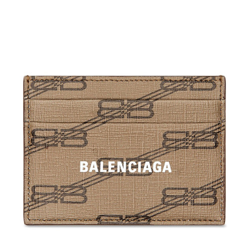 Balenciaga/巴黎世家 22新款 女士米色/棕色BB老花印花帆布卡夹594309210DA2762