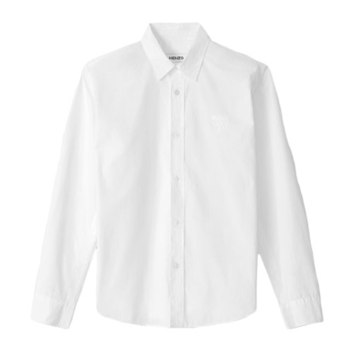 Kenzo/高田贤三  男装 服饰 白色棉质翻领衬衣 男士长袖衬衫