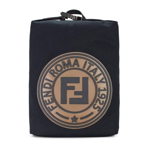 FENDI/芬迪 男士黑色帆布双F标识时尚休闲复古双肩背