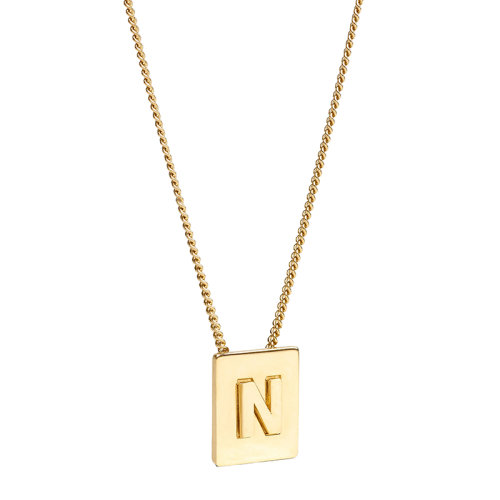 CELINE/赛琳 经典款ALPHABET系列 男女同款金色饰面黄铜字母N坠饰项链46N0N6BRA.35OR