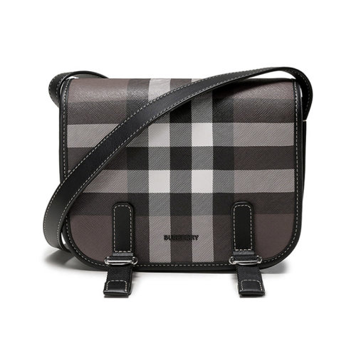 BURBERRY/博柏利 【22秋冬新款】 男款织物/聚氨酯单肩斜挎包信使包邮差包深桦木棕格纹 80528041