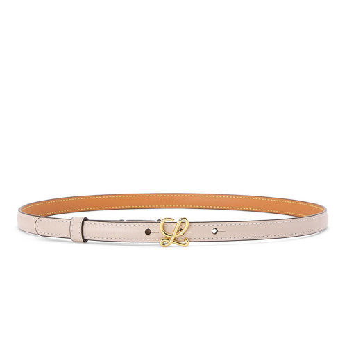 LOEWE/罗意威新款 女士浅燕麦色/金色光滑牛皮革L型金扣腰带15毫米E619Z16X05-3971