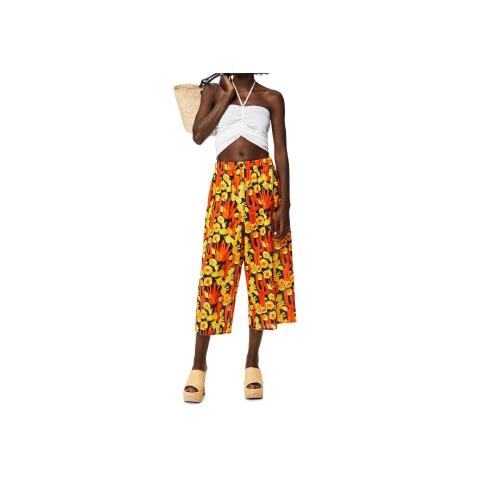  LOEWE罗意威 22年秋冬 女士 休闲裤 Cactus print cropped trousers in cotton S616Y04X39-893