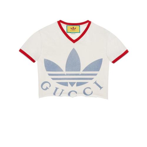  GUCCI古驰 22年秋冬 女士 adidas x Gucci联名系列短款T恤 693637 XJEB1 9095
