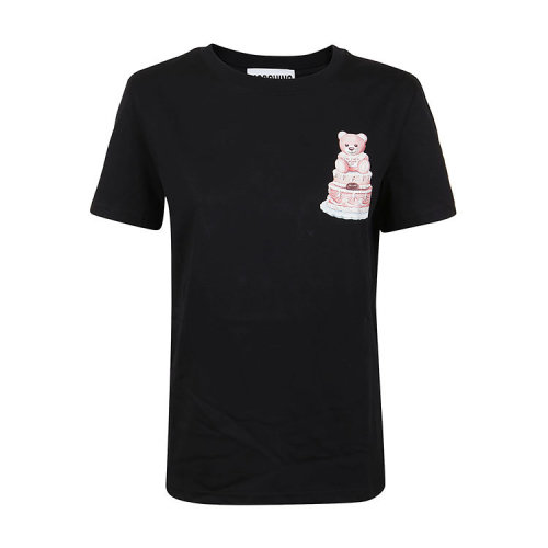 MOSCHINO/莫斯奇诺  时尚百搭 女性小熊图案 白色/黑色圆领棉质 女士短袖T恤