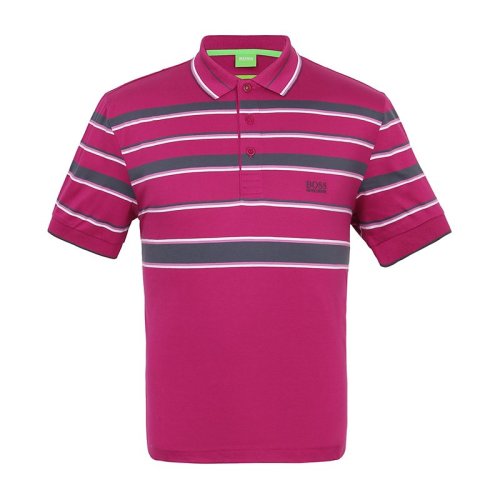 HUGO BOSS/雨果波士 男士紫纯棉条纹印花时尚翻领男士短POLO