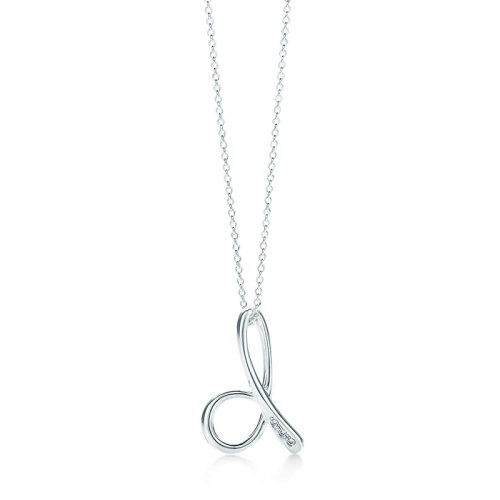 Tiffany & Co./蒂芙尼 Elsa Peretti系列 纯银镶嵌钻石D字母吊坠项链项链 26031982