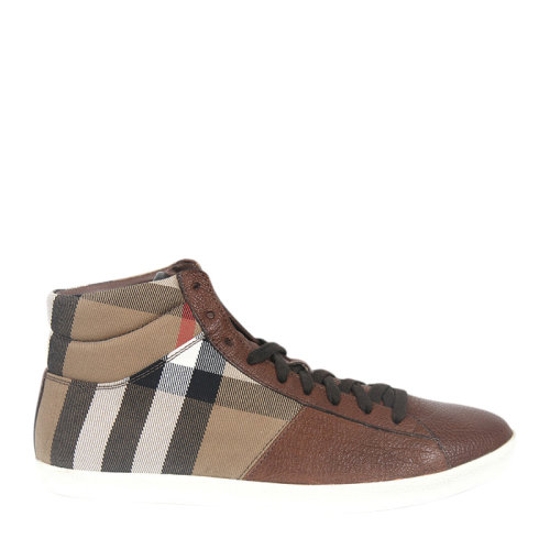 BURBERRY/博柏利 SS20 男士深棕经典格纹高帮板鞋休闲鞋运动鞋男鞋 3732665