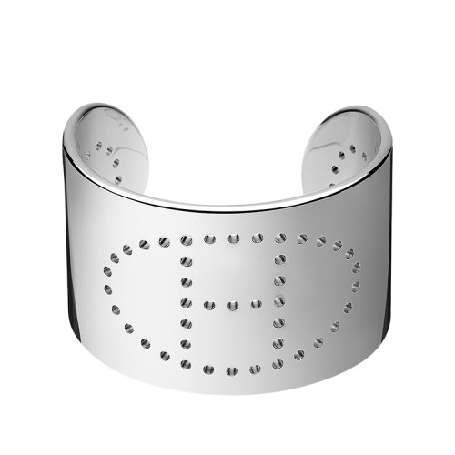 HERMES/爱马仕 经典Eclipse系列 大号925纯银H穿孔图案手镯H104280B