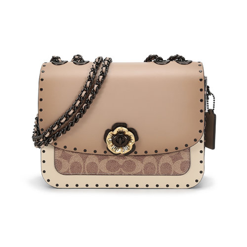 COACH/蔻驰  女士专柜款MADISON系列小牛皮,帆布,蛇皮革山茶花手提单肩斜挎包 C3758