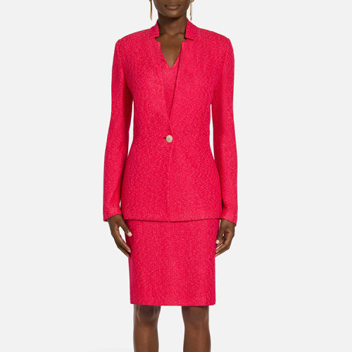 St.John/盛蔷芙蓉红针织翻领女士夹克K61Z0B1