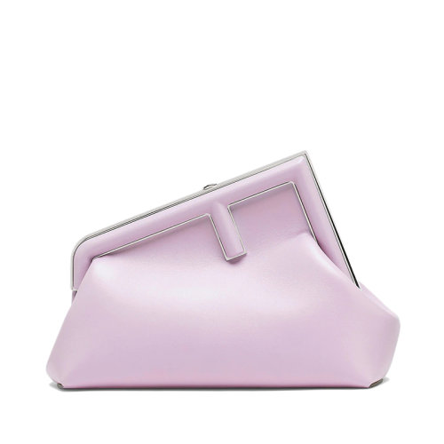 FENDI/芬迪 22新款First系列 女士小号淡紫色纳帕羊皮革金属斜向F形搭扣开合单肩手拿包8BP129ABVEF1HOS