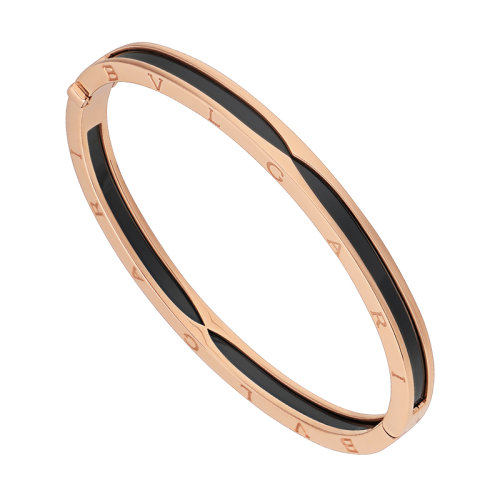 BVLGARI/宝格丽 B.ZERO1系列 18K金玫瑰金配以黑色陶瓷螺旋形手镯 351415