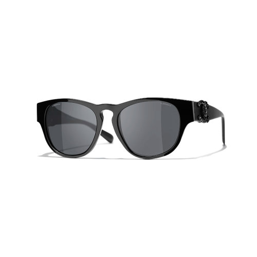 Chanel/香奈儿 22年春夏新款 女士灰色镜片黑色醋酯纤维镜框方形太阳眼镜墨镜A71437X08101S8881