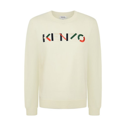 KENZO/高田贤三  凯卓男装  男士米白色羊毛经典时尚百搭秋冬圆领针织衫/毛衣 5PU5413LA.03