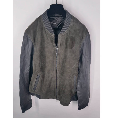 Emporio Armani/安普里奥阿玛尼 男士灰色翻毛皮拼皮质夹克 BNB27 KU 2G 瑕疵折扣