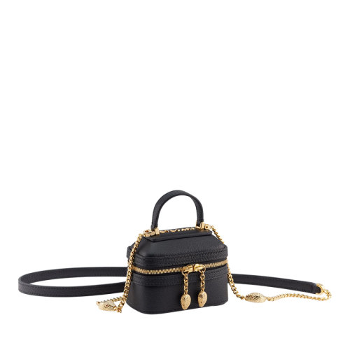 BVLGARI/宝格丽 22春夏新款 SERPENTI FOREVER系列 女士迷你黑色粒面小牛皮金扣马衔索蛇头拉环首饰盒291895