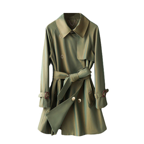 GeleiStory/GeleiStory  变色龙风衣女2021春秋新款金属扣宽松中长款女装外套 女士风衣