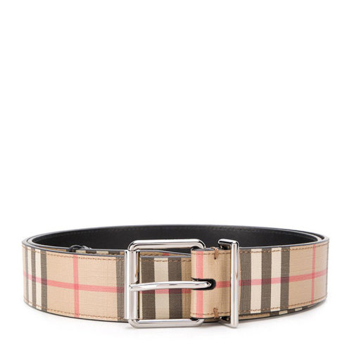 BURBERRY/博柏利 男士卡其色皮革经典格纹针扣式腰带皮带 8024184