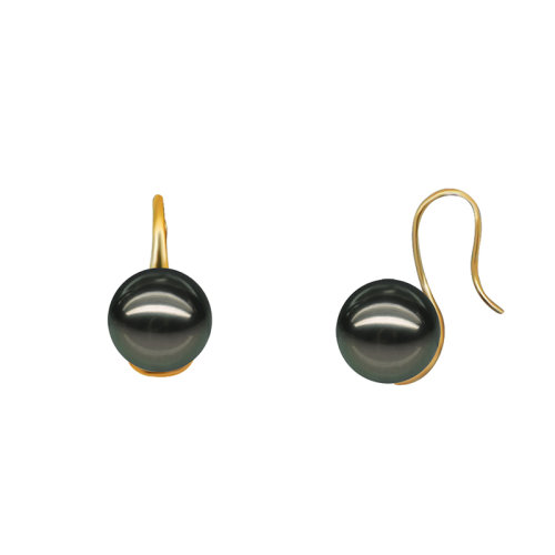 zhuella/珠艾乐 设计款 精致高跟系列 大溪地黑珍珠 18k金耳环耳钉耳饰