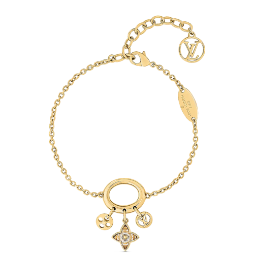 Louis Vuitton/路易威登 22春夏新款MY BLOOMING STRASS系列 金色金属镶嵌人造钻石徽标花手链M00583