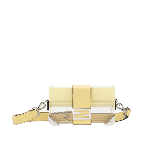 FENDI/芬迪 22春夏新款Baguette系列 男士迷你透明有机玻璃浅黄色渐变小牛皮单肩包7VA507AHUAF1GMG