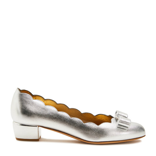 Salvatore Ferragamo/菲拉格慕 银色 女士VARA蝴蝶结饰中跟鞋 736302-01R389