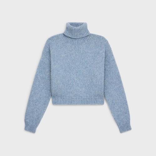  CELINE赛琳思琳 22年秋冬 女士 针织衫 TRIOMPHE羊驼毛羊毛混纺高领套头衫 2A89S234P.05LB