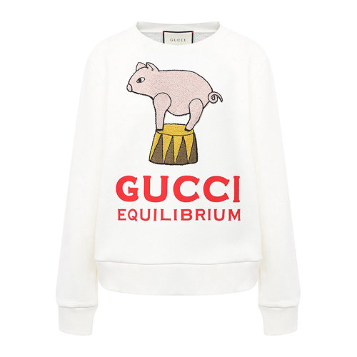 GUCCI 古驰 女装 服装 粉色圆领棉LOGO印花运动衫女士卫衣