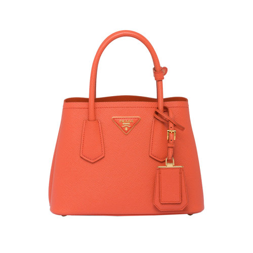 PRADA/普拉达 22新款 Prada Double系列 女士橙色saffiano皮革金扣徽标单肩斜跨手提包1BG443_2A4A_F0049_V_XOO