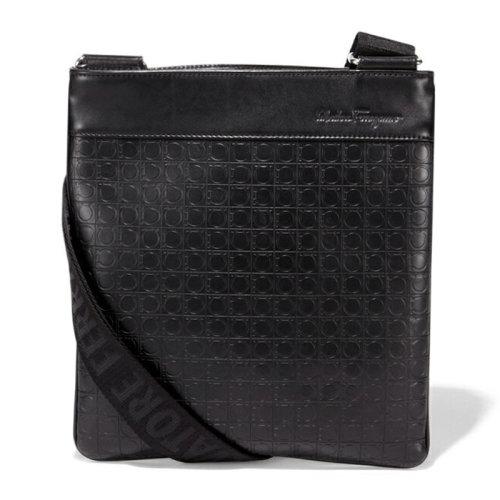 Salvatore Ferragamo/菲拉格慕 男士黑色皮革十字斜挎包 24-9420-565111（99新未使用）