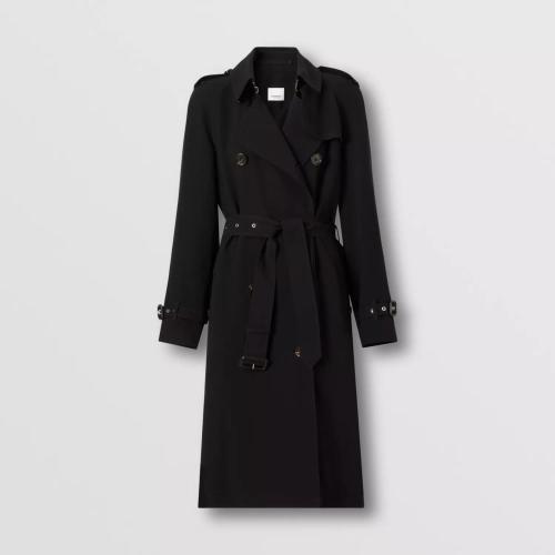  BURBERRY 22年秋冬 女士 滑铁卢版型长款粘胶纤维硬纱 Trench 风衣 80571341