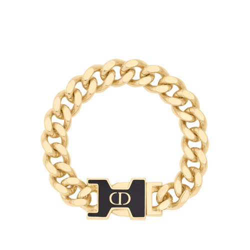 DIOR/迪奥 22新款30 MONTAIGNE系列 女士金色饰面金属黑色涂漆装饰手链B1620MTGLQ_D307