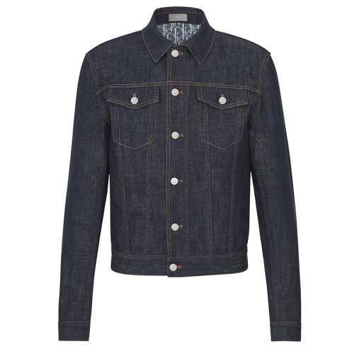 DIOR/迪奥  20春夏新款男士DIOR斜纹印花深蓝色棉质牛仔夹克 013D482B226X_C580