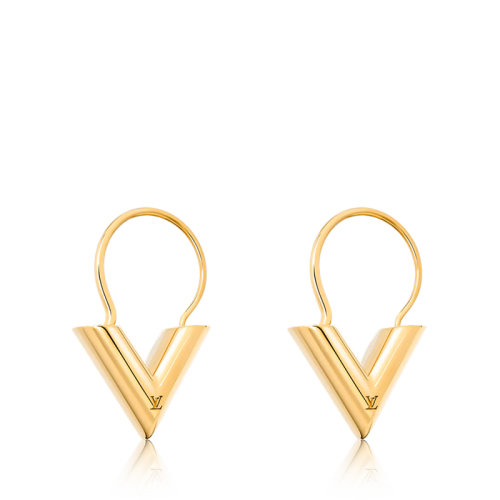 Louis Vuitton/路易威登 22春夏新款ESSENTIAL V系列 金色黄铜金属V字造型镂刻徽标耳环M61088