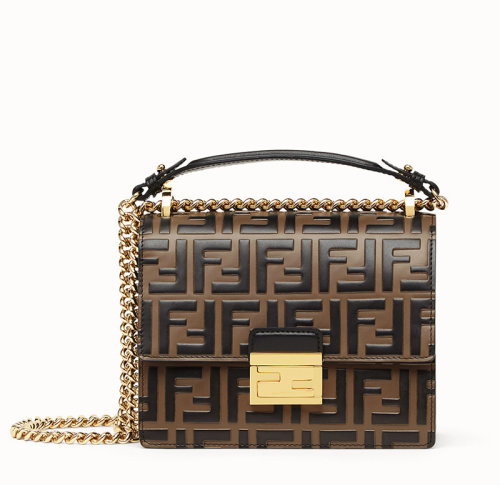 FENDI/芬迪  KAN U压花FF图案小牛皮小号单肩包 8M0417A659F13VK