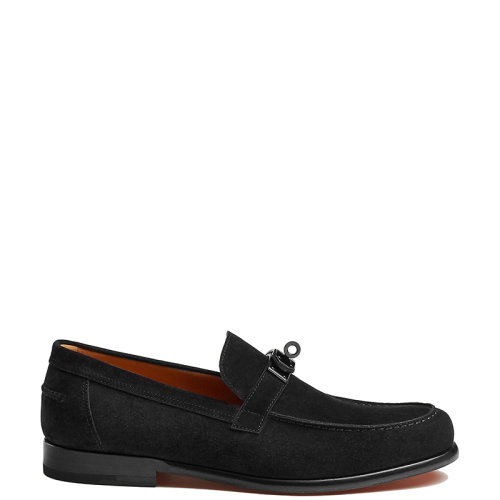 HERMES/爱马仕 22年秋冬新款 Destin系列 男士黑色麂皮山羊皮Kelly搭扣乐福鞋H222996ZA01400