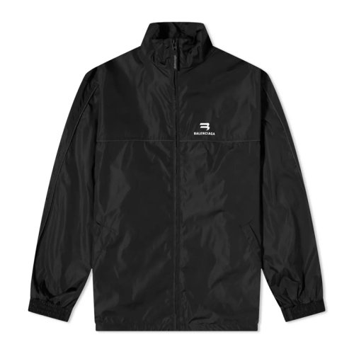 Balenciaga/巴黎世家 男士黑色聚酰胺经典字母徽标装饰拉链开合上衣外套夹克 663081-TJOB9-1000