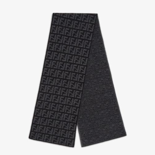  FENDI芬迪 22年秋冬 男士 围巾 黑色羊绒围巾 FXS124AMR2F0VZ3