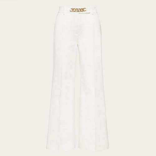  VALENTINO华伦天奴 22年秋冬 女士 休闲裤 PANTALON VLOGO CHAIN EN COMFORT GABARDINE 1B3RB4