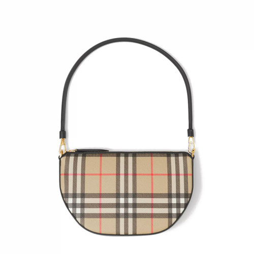 BURBERRY/博柏利 OLYMPIA系列 老花皮革格纹附可拆卸肩带斜挎包80505801