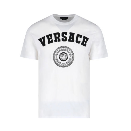 VERSACE/范思哲 男士纯色棉质字母徽标印花圆领短袖上衣T恤1005194-1A03485 多色可选