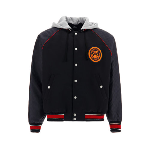 GUCCI/古驰 里拉琴贴饰醋纤飞行员夹克连帽经典红绿条纹男士夹克 568554 ZABX0