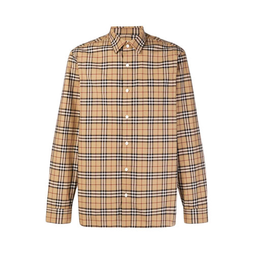 BURBERRY/博柏利 男士卡其色棉质格纹长袖衬衣 8003102