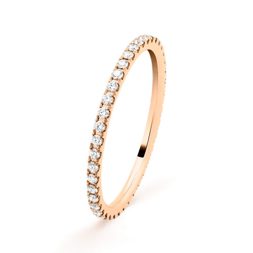 Van Cleef & Arpels/梵克雅宝 经典Félicité结婚戒指系列 18K金玫瑰金镶钻排钻简约大气戒指 求婚订婚结婚戒指 VCARO8BO00