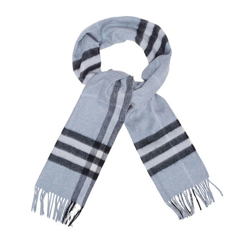 BURBERRY/博柏利 男女通用 中性Giant Icon浅灰色格纹羊绒流苏围巾围脖 3994481