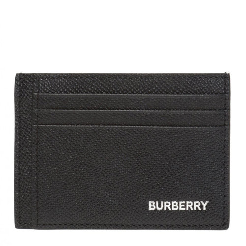 BURBERRY/博柏利 男士黑色纹理小牛皮字母徽标印花钱夹卡夹卡包男包 8014665